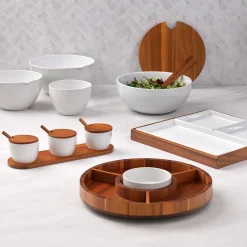 Duets Salad Bowl W/ Lid & Servers*Nambé Discount