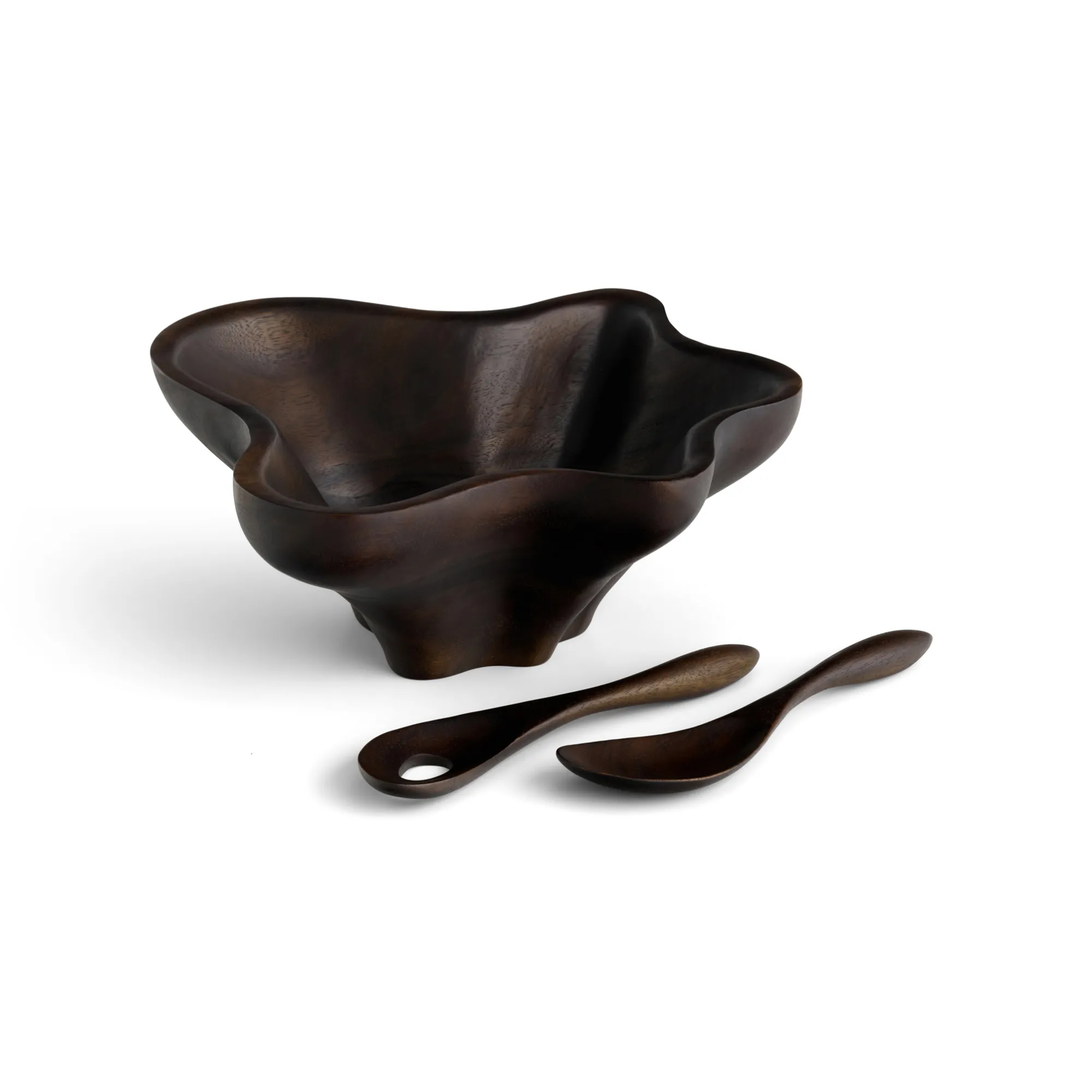 Oceana Coral Salad Bowl W/ Servers - Espresso*Nambé Sale